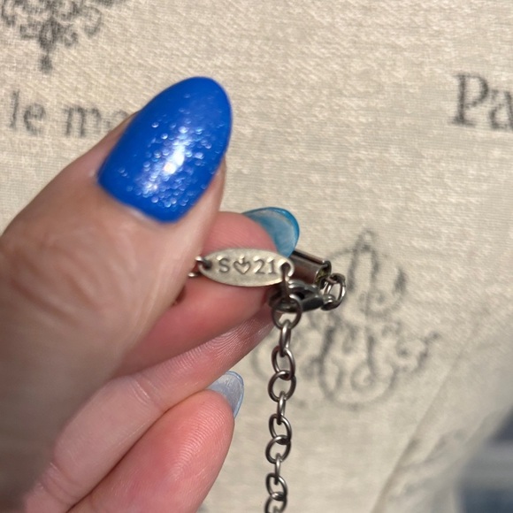 Sabika Silver Heart Necklace on Black Cord - Picture 3 of 3